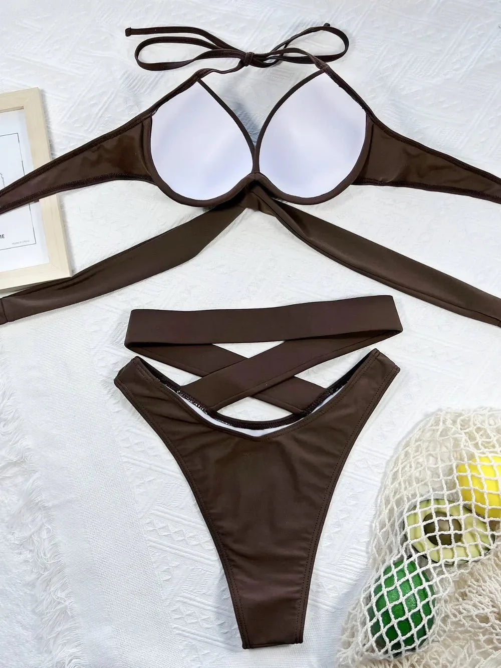 Fashion Crisscross Halter Neck Bikini Set