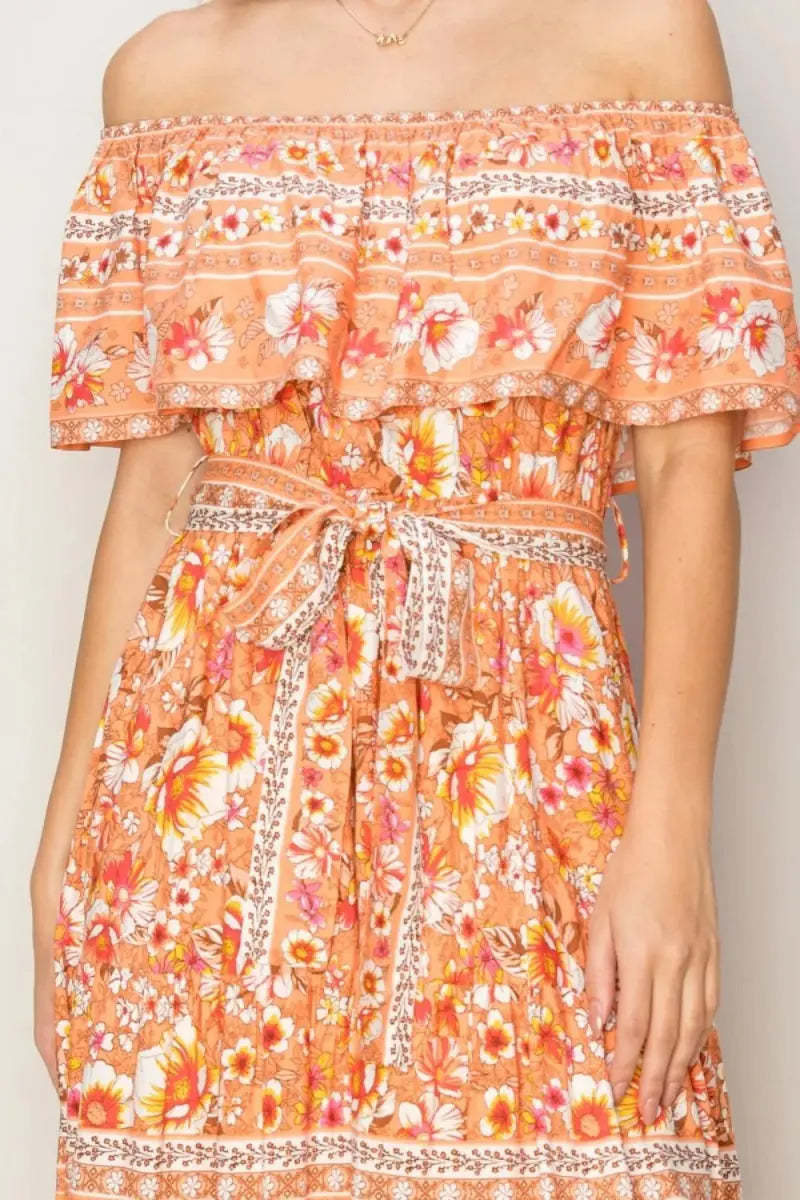 Dresses Trendsi Floral Maxi Dress Women's Off-Shoulder Tie Front Summer Dress - Flowy & Chic