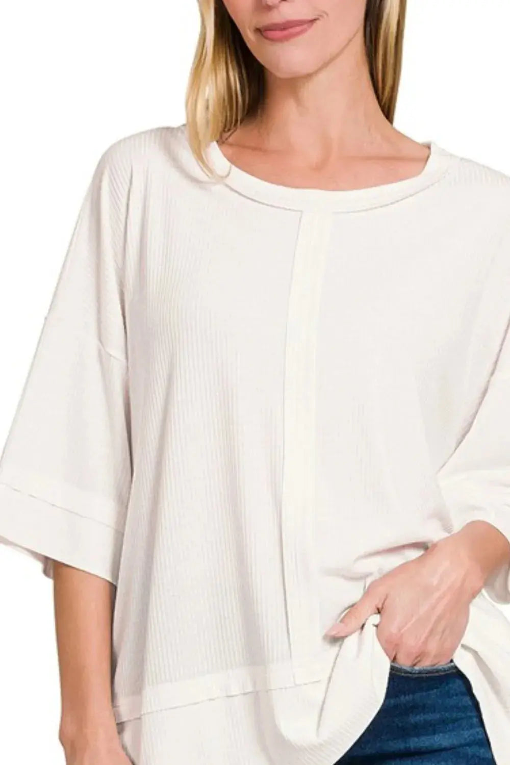 Women's T-Shirt Women's Ribbed Boat Neck Tee - Soft Casual Style
