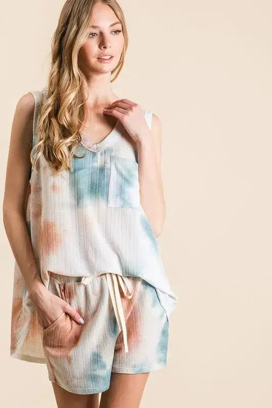 Women's Loungewear Set - Tie Dye Knit - Two Piece