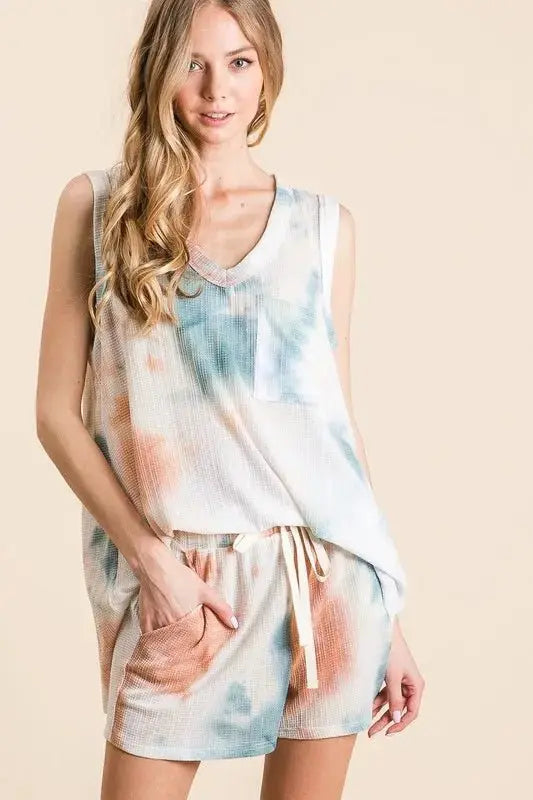 Women's Loungewear Set - Tie Dye Knit - Two Piece