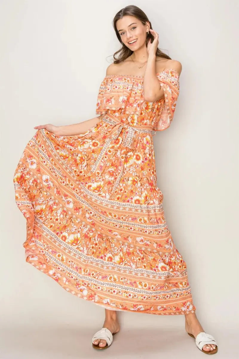 Dresses Trendsi Floral Maxi Dress Women's Off-Shoulder Tie Front Summer Dress - Flowy & Chic