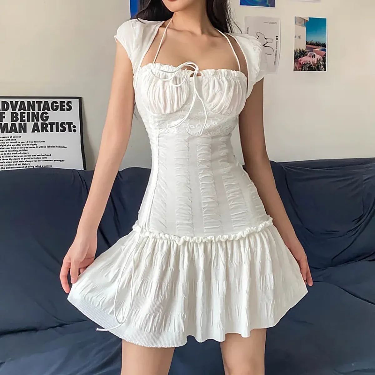 Halter Lace Mini Dress