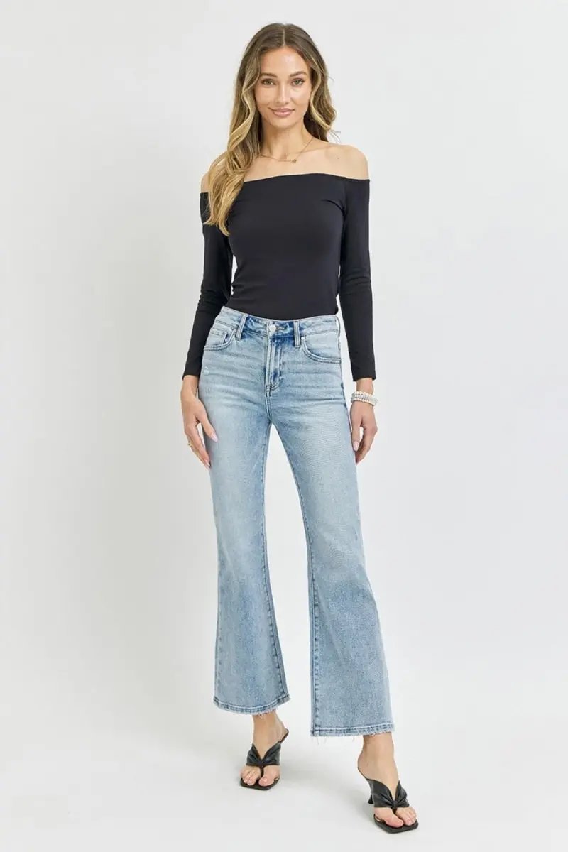 Shoes Trendsi RISEN High Rise Flare Jeans Women's Everyday Denim Slimming, USA Ship