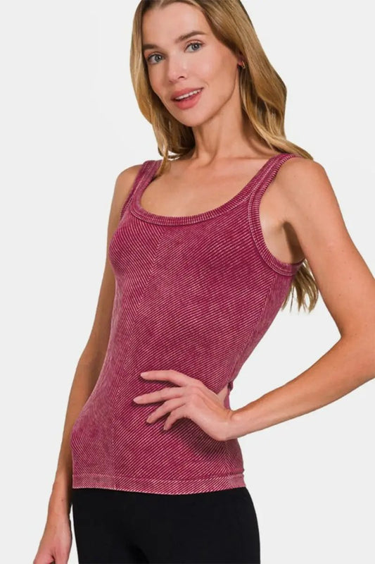 T-Shirts Trendsi Ribbed Tank Top Women's Stylish Layering Basic Essential Soft