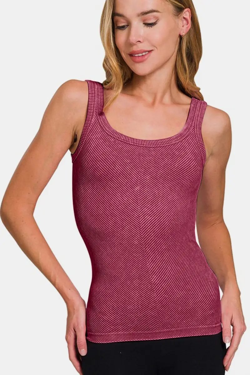 T-Shirts Trendsi Ribbed Tank Top Women's Stylish Layering Basic Essential Soft